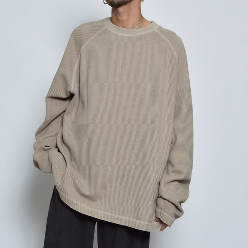 ピグメントワッフルラグランロンT