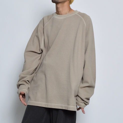 ピグメントワッフルラグランロンT