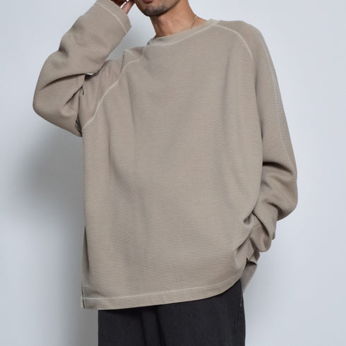 ピグメントワッフルラグランロンT