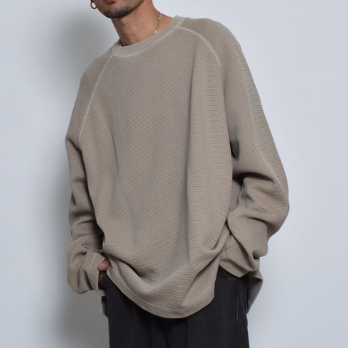 ピグメントワッフルラグランロンT