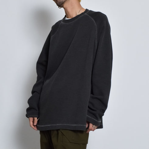 ピグメントワッフルラグランロンT