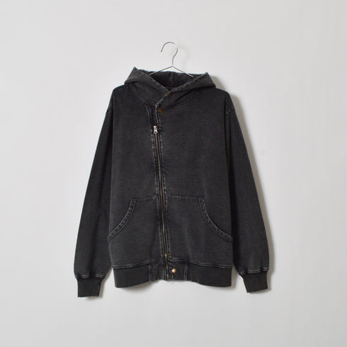 インディゴ裏起毛Wジップパーカ