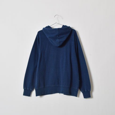 インディゴ裏起毛Wジップパーカ