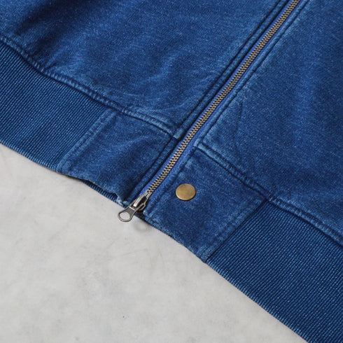 インディゴ裏起毛Wジップパーカ