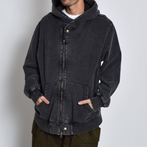 インディゴ裏起毛Wジップパーカ