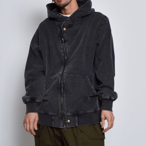 インディゴ裏起毛Wジップパーカ