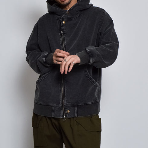 インディゴ裏起毛Wジップパーカ
