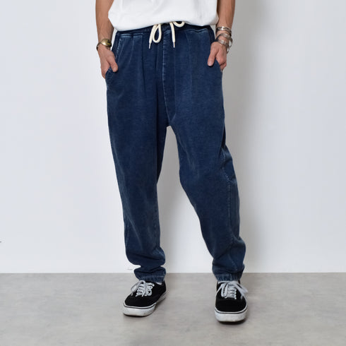 インディゴ裏起毛イージースウェットタックパンツ