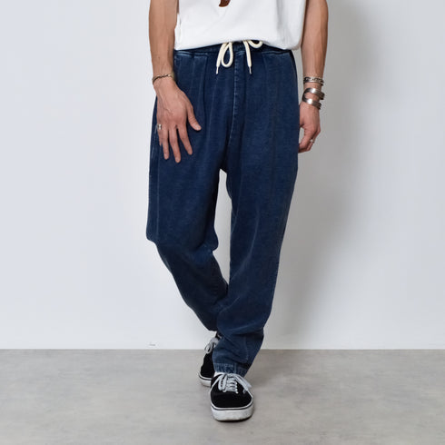 インディゴ裏起毛イージースウェットタックパンツ