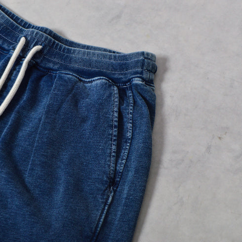 インディゴ裏起毛イージースウェットタックパンツ