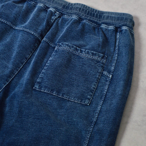 インディゴ裏起毛イージースウェットタックパンツ