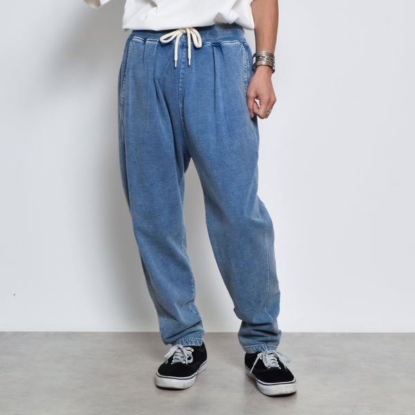 インディゴ裏起毛イージースウェットタックパンツ