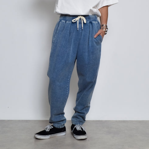 インディゴ裏起毛イージースウェットタックパンツ