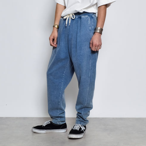 インディゴ裏起毛イージースウェットタックパンツ