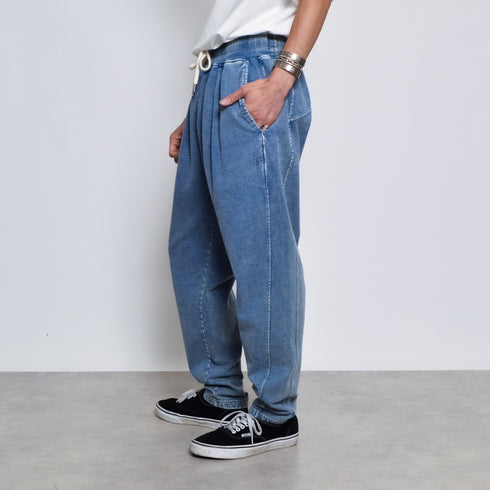 インディゴ裏起毛イージースウェットタックパンツ