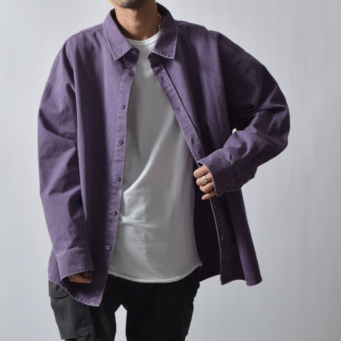 スノーウォッシュヴィンテージ風コットンシャツ