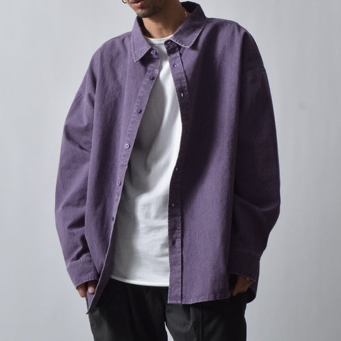 スノーウォッシュヴィンテージ風コットンシャツ