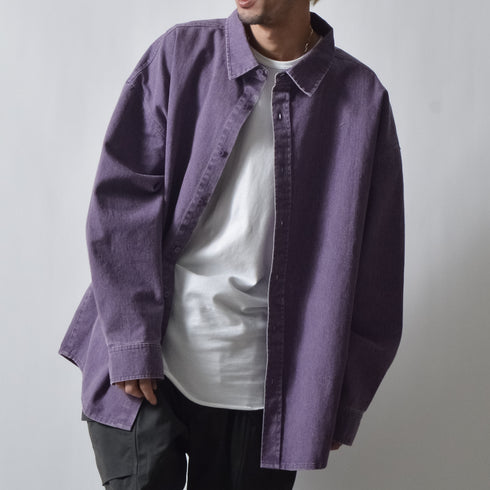 スノーウォッシュヴィンテージ風コットンシャツ