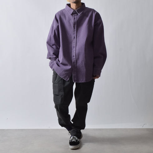 スノーウォッシュヴィンテージ風コットンシャツ