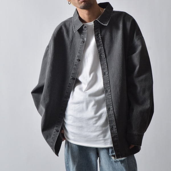 スノーウォッシュヴィンテージ風コットンシャツ