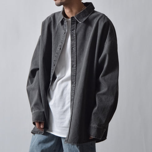 スノーウォッシュヴィンテージ風コットンシャツ