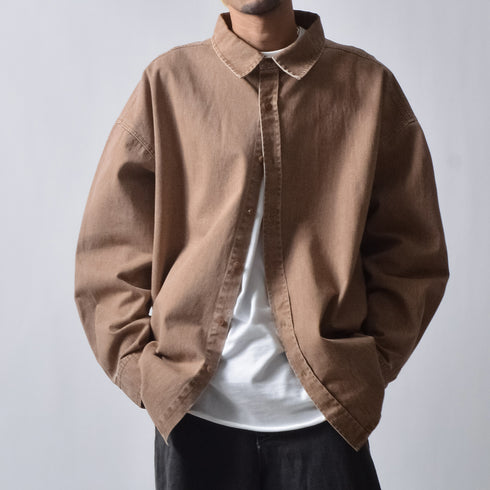 スノーウォッシュヴィンテージ風コットンシャツ