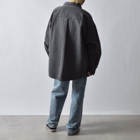 スノーウォッシュヴィンテージ風コットンシャツ