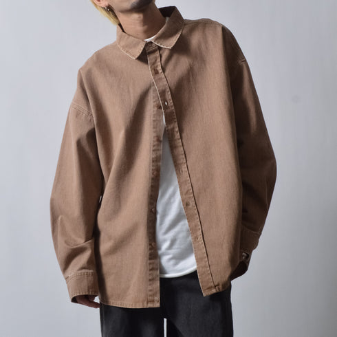 スノーウォッシュヴィンテージ風コットンシャツ