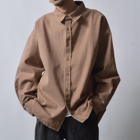 スノーウォッシュヴィンテージ風コットンシャツ