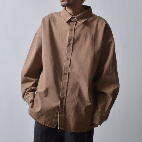 スノーウォッシュヴィンテージ風コットンシャツ