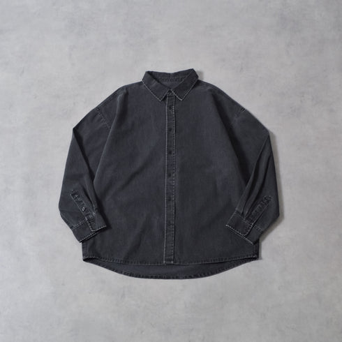 スノーウォッシュヴィンテージ風コットンシャツ