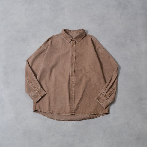 スノーウォッシュヴィンテージ風コットンシャツ