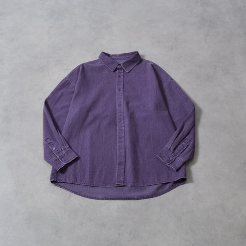 スノーウォッシュヴィンテージ風コットンシャツ