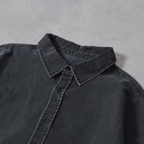 スノーウォッシュヴィンテージ風コットンシャツ