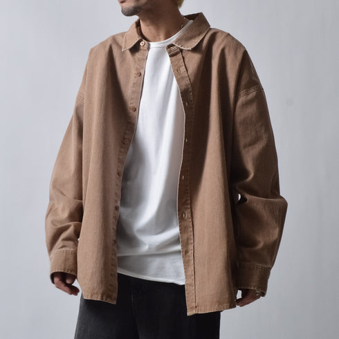 スノーウォッシュヴィンテージ風コットンシャツ