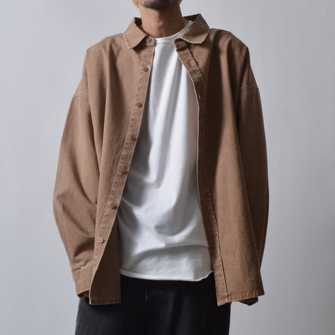 スノーウォッシュヴィンテージ風コットンシャツ