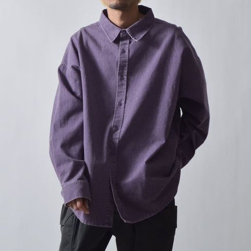 スノーウォッシュヴィンテージ風コットンシャツ