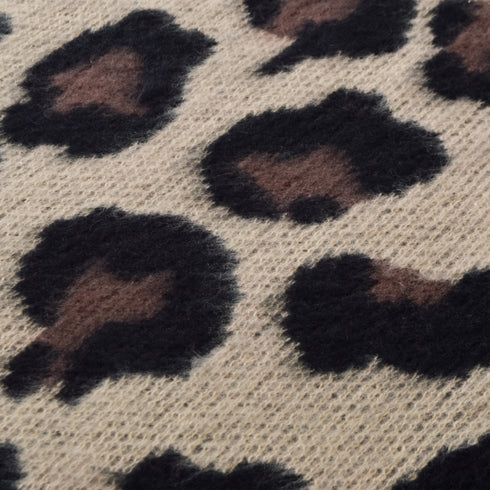 レオパードショートシャギークルーネックラグランニット