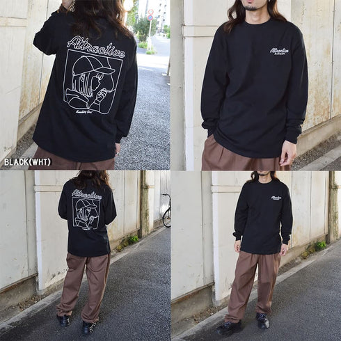 【MODISH GAZE】スモーキングガール 線画イラストロンT