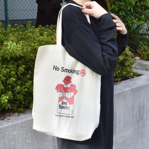 【MODISH GAZE】プリント トートBAG(ガール線画&タバコ薔薇)