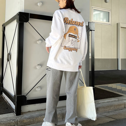 【MODISH GAZE】スモーキングガールRelaxed裏毛トレーナー