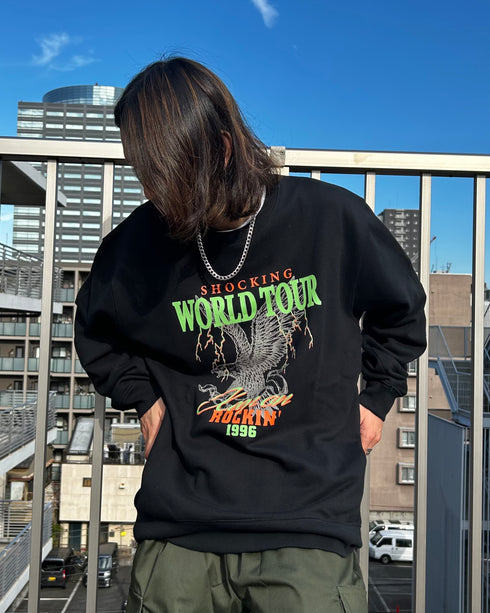 【MODISH GAZE】WORLD TOUR バンド風デザイン裏毛スウェット