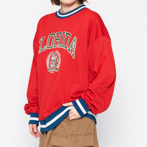 【MODISH GAZE】サテン刺繍ビッグスウェットトレーナー