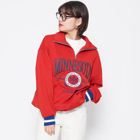 【MODISH GAZE】MINNESOTAハーフジップビッグスウェットトレーナー