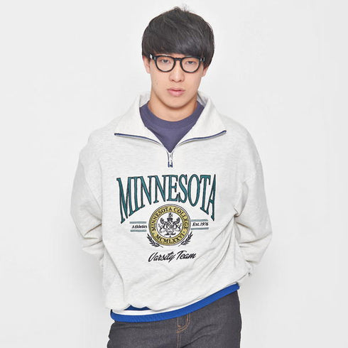 【MODISH GAZE】MINNESOTAハーフジップビッグスウェットトレーナー