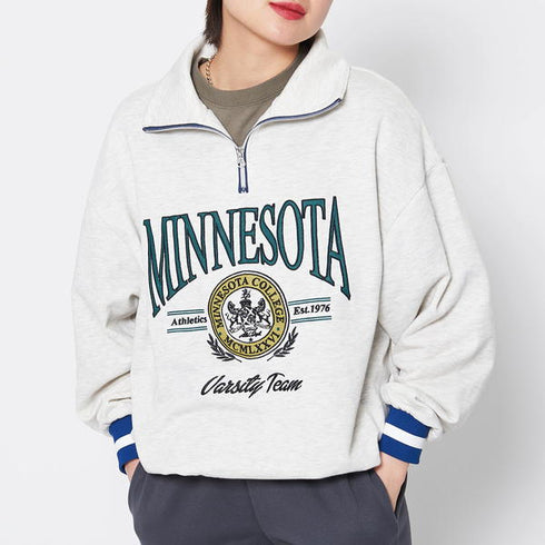 【MODISH GAZE】MINNESOTAハーフジップビッグスウェットトレーナー