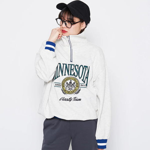 【MODISH GAZE】MINNESOTAハーフジップビッグスウェットトレーナー