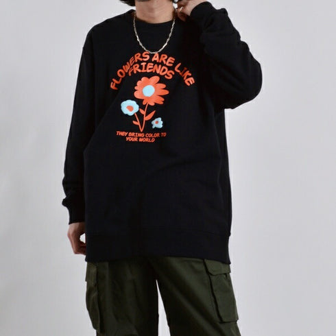 【MODISH GAZE】裏毛スウェット フラワー発泡プリント