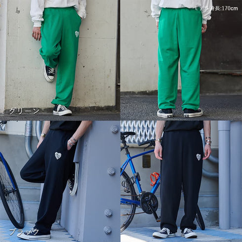 【MODISH GAZE】裏毛スウェットパンツ ハートロゴ