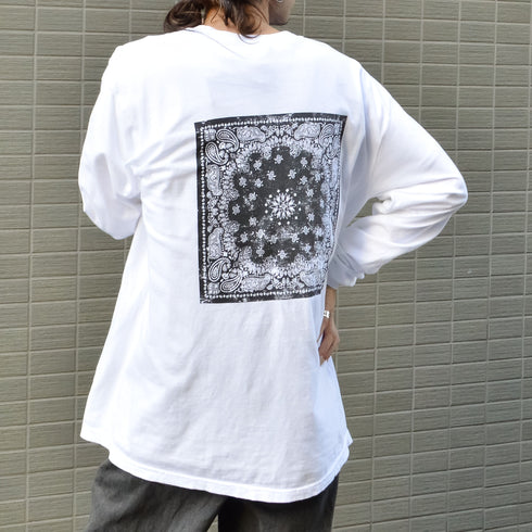 【MODISH GAZE】天竺ピグメント加工バンダナ プリント ロンT